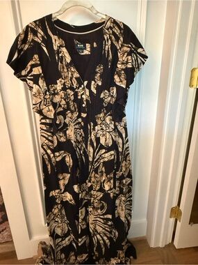 Maeve Black and Cream Floral Print Maxi Dress